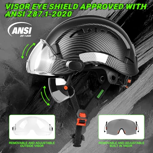 GREEN DEVIL Safety Hard Hat with Tinted & Clear Visor Vented Construction Helmet Cascos de Construccion ABS Work hardhats for Men - Image 3