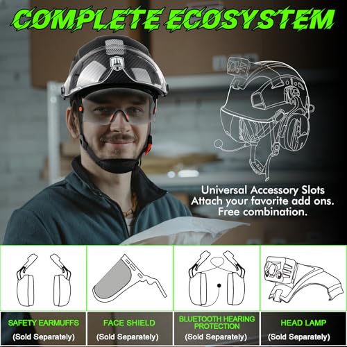 GREEN DEVIL Safety Hard Hat with Tinted & Clear Visor Vented Construction Helmet Cascos de Construccion ABS Work hardhats for Men - Image 5