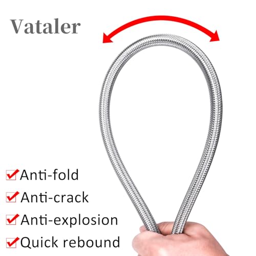 Vataler Faucet Line Connector Braided 304 Stainless Steel Supply Hose 1/2" I.P. Female Thread to 1/2" I.P. Female Straight Thread Faucet Hose Replacement (One Pair) - Image 5
