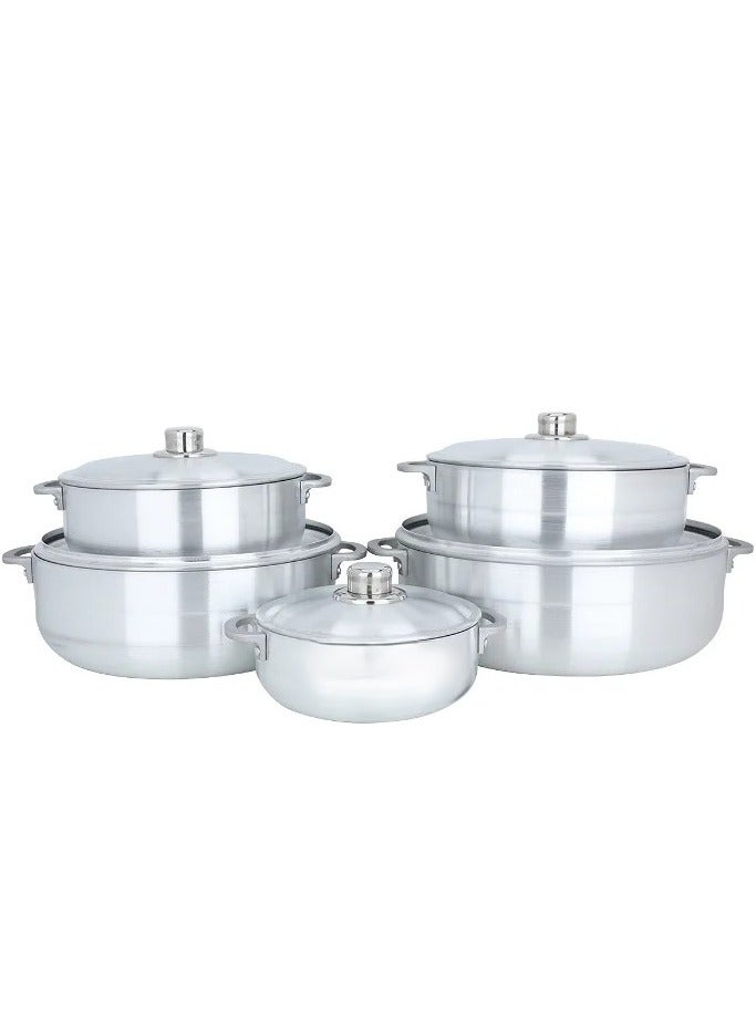 كالديرا طقم قدور ألمنيوم مكون من 5 قدور بمقبضين صناعة باكستاني ثقيل جدا - Image 4