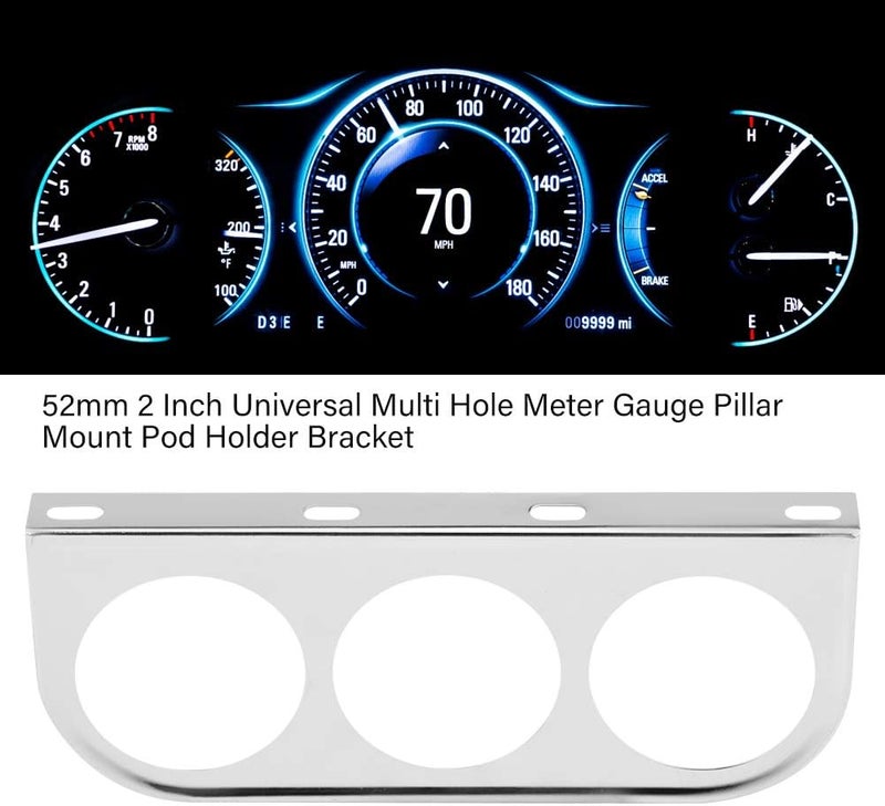52mm 2 Inch Universal Gauge Holder Bracket, Multi Hole, Black, Plastic Construction - Durable and Reliable, Eye Level Mounting, Compatible with Auto, Truck, Boat, Motorcycle (Electroplated) - Image 3