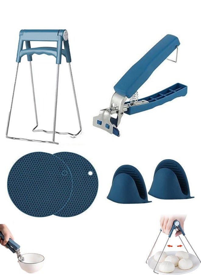 إم إكس إن مقبض للسخان، مشبك مقاوم للحروق، مشبك متعدد الأغراض لحامل الأوعية المقاوم للحروق للمطبخ (أزرق). - Image 1