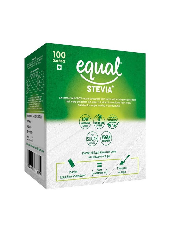 Equal Stevia 100% Natural Sweetener | Sugar Free | Diabetic Friendly | Vegan Friendly | 100 Sachet | Pack Of 1 - Image 2