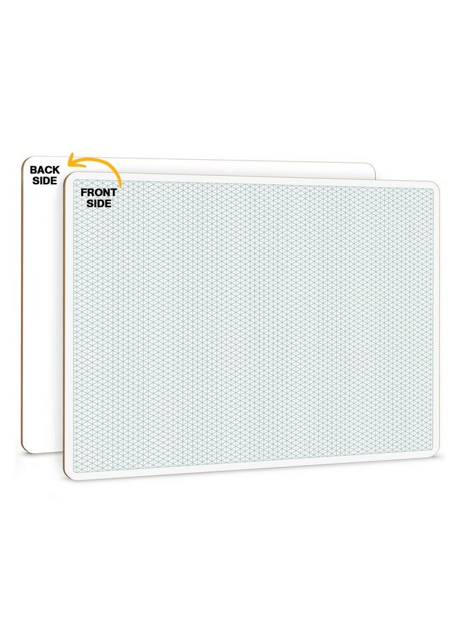 Scribbledo - Isometric Grid 11"X14" Large Graph Dry Erase Board Double-Sided White Board Drawing Grid Lines Graphing Architectural Gridded 3D Design Whiteboard For Home School Classroom - Image 1