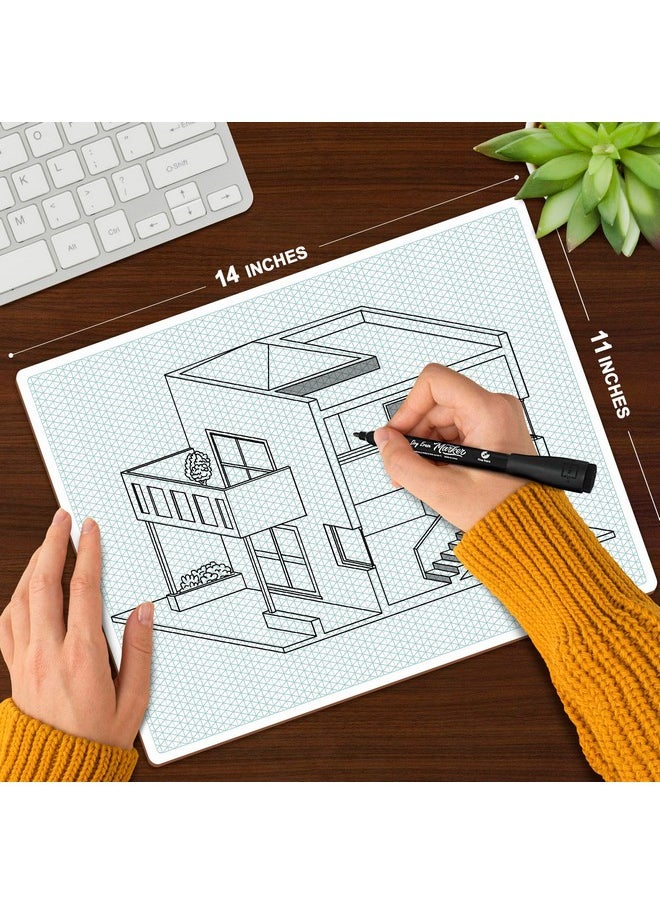 Scribbledo - Isometric Grid 11"X14" Large Graph Dry Erase Board Double-Sided White Board Drawing Grid Lines Graphing Architectural Gridded 3D Design Whiteboard For Home School Classroom - Image 1