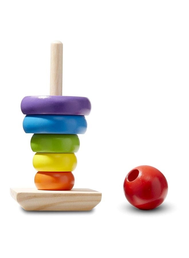 9-Piece Geometric Stacker Wooden Toy 576 - Montessori Educational Blocks with 9 Shapes & Sizes, Natural Wood Finish Non-Toxic Paint for Toddlers' Shape Recognition, Fine Motor Skills STEM Learning - Image 4