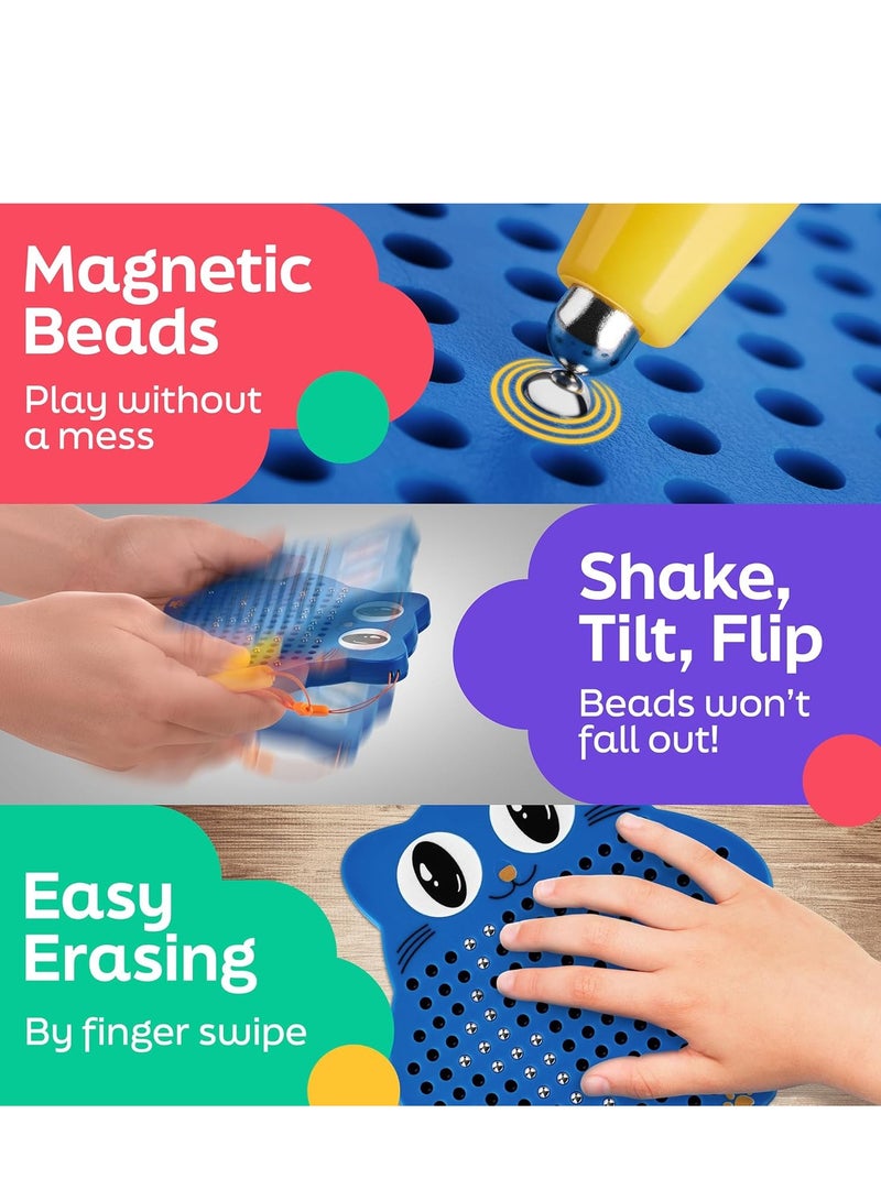 لوحة رسم مغناطيسية للأطفال والصغار مزودة بخرز وقلم مغناطيسي - لعبة سفر مغناطيسية لأنشطة ركوب الطائرة والسيارة للأطفال - Image 3