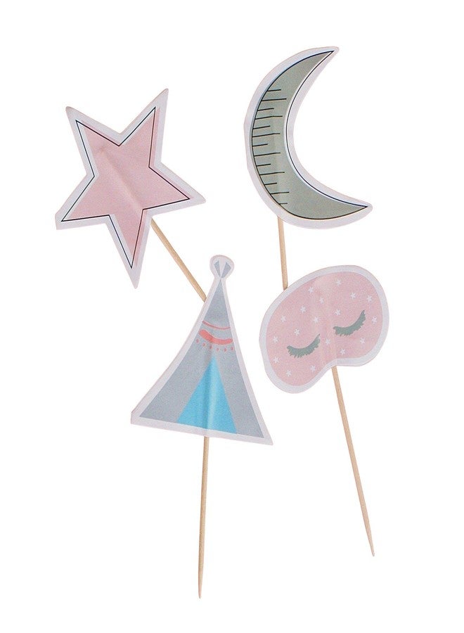 Pooka Sleepover Toppers (Set of 12) | Sleepover Cupcake Toppers Picks |Slumber Party Supplies |Slumber Party Accessories |Teepee Party Decorations - Image 1