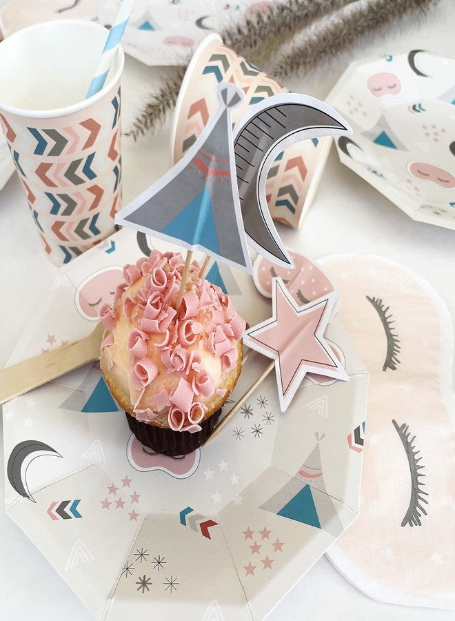 Pooka Sleepover Toppers (Set of 12) | Sleepover Cupcake Toppers Picks |Slumber Party Supplies |Slumber Party Accessories |Teepee Party Decorations - Image 2
