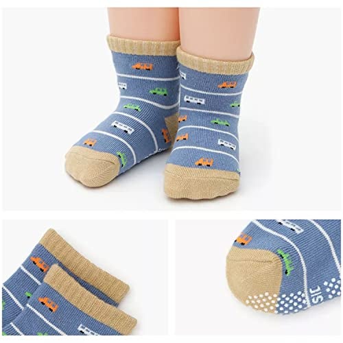 FIMALIA Organic Cotton Anti-Skid Socks Non Slip Kids Toddler Socks with Grip | (Pack of 4,6 &12 Pair) (Color & Print May Vary) (0 to 5 years size) (IN, Age, 2 Years, 3 Years, 12 Pair (Girls)) - Image 5