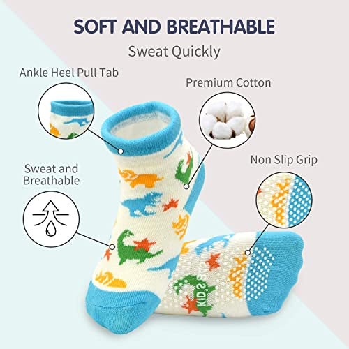 FIMALIA Organic Cotton Anti-Skid Socks Non Slip Kids Toddler Socks with Grip | (Pack of 4,6 &12 Pair) (Color & Print May Vary) (0 to 5 years size) (IN, Age, 2 Years, 3 Years, 12 Pair (Girls)) - Image 2