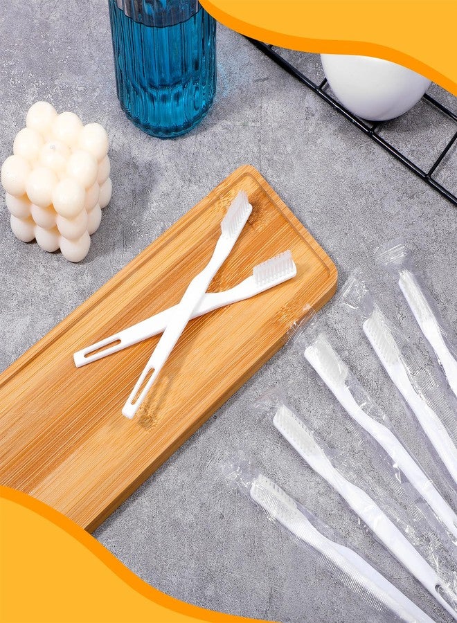 Kifmurase 300PCS Disposable Toothbrushes Bulk, Individually Wrapped Hard Bristle Tooth Brush, White Travel Single Use Toothbrushes for Camping Car Office School Hotel Camping - Image 3