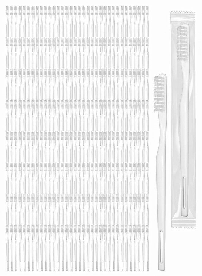 Kifmurase 300PCS Disposable Toothbrushes Bulk, Individually Wrapped Hard Bristle Tooth Brush, White Travel Single Use Toothbrushes for Camping Car Office School Hotel Camping - Image 1