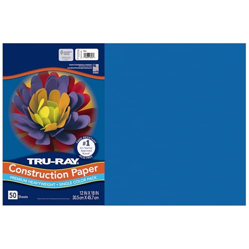 Tru-Ray® Construction Paper, 50% Recycled, 12" x 18", Blue, Pack Of 50 - Image 1
