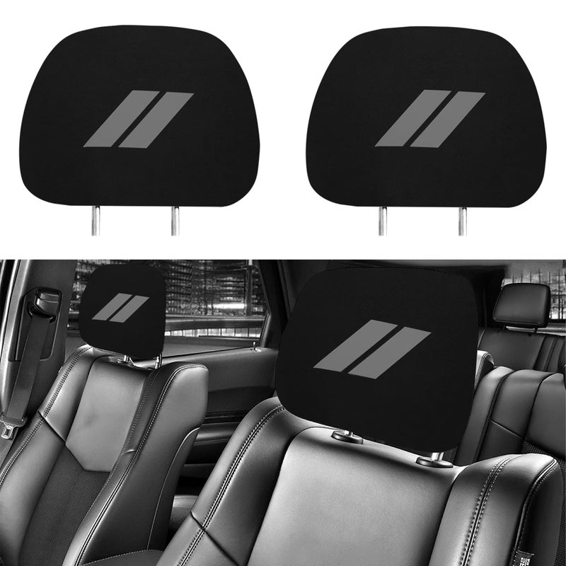 YOSRTER Headrest Covers for Dodge Charger Challenger Durango Accessories Soft Black Fabric Head Rest Cover Universal Fit to All CarTruck Models 2 PackGray Trim - Image 3