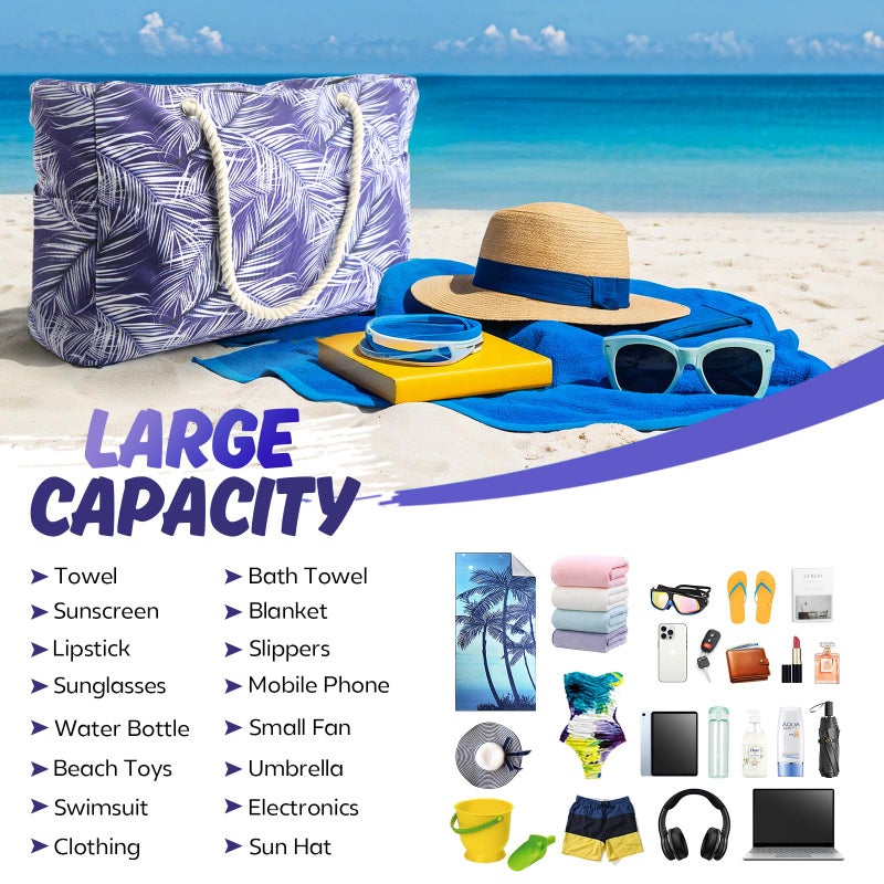 SRISE Large Beach Bag for Women & Men, Beach Bags Waterproof Sandproof, Travel Tote Bag, Swim Pool Bag for Family Outdoor - Image 5