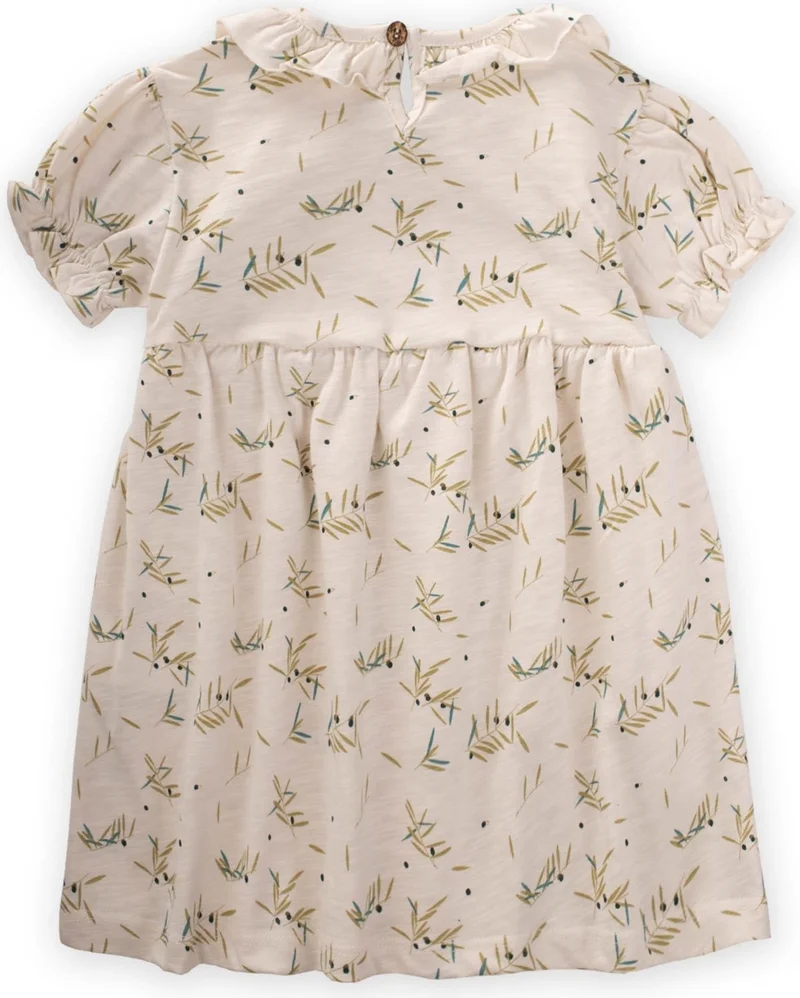 Cigit Tungsten Patterned Dress Ecru Olive Pattern