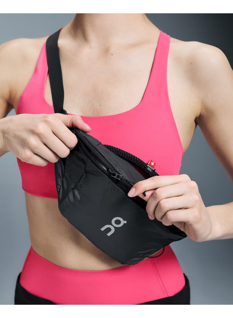 ON Running Lightweight Running Waist Bag, Waist Pack, Waist Belt Bag, Cross Body Bag 2L for Men & Women, Ultra-Light Water-Resistant Nylon Ripstop Belt Bag with Adjustable Strap, Reflective Details and Secure Zip Compartments, Black - Image 3