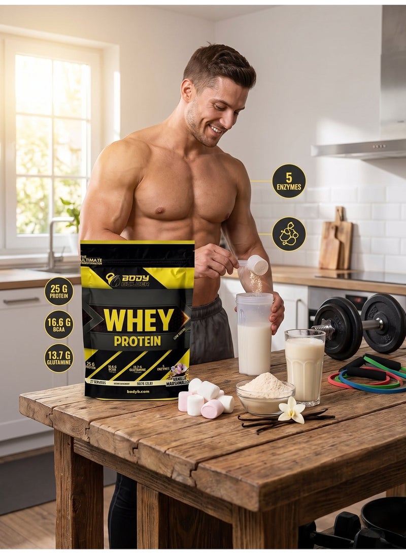 Body Builder 100% whey protein - Vanilla Marshmallow- 2lb, Elite Whey Protein Blend for Optimal Muscle Growth and Recovery, Rich in BCAAs, Glutamine and Digestive Enzymes, perfect post workout fuel - Image 3