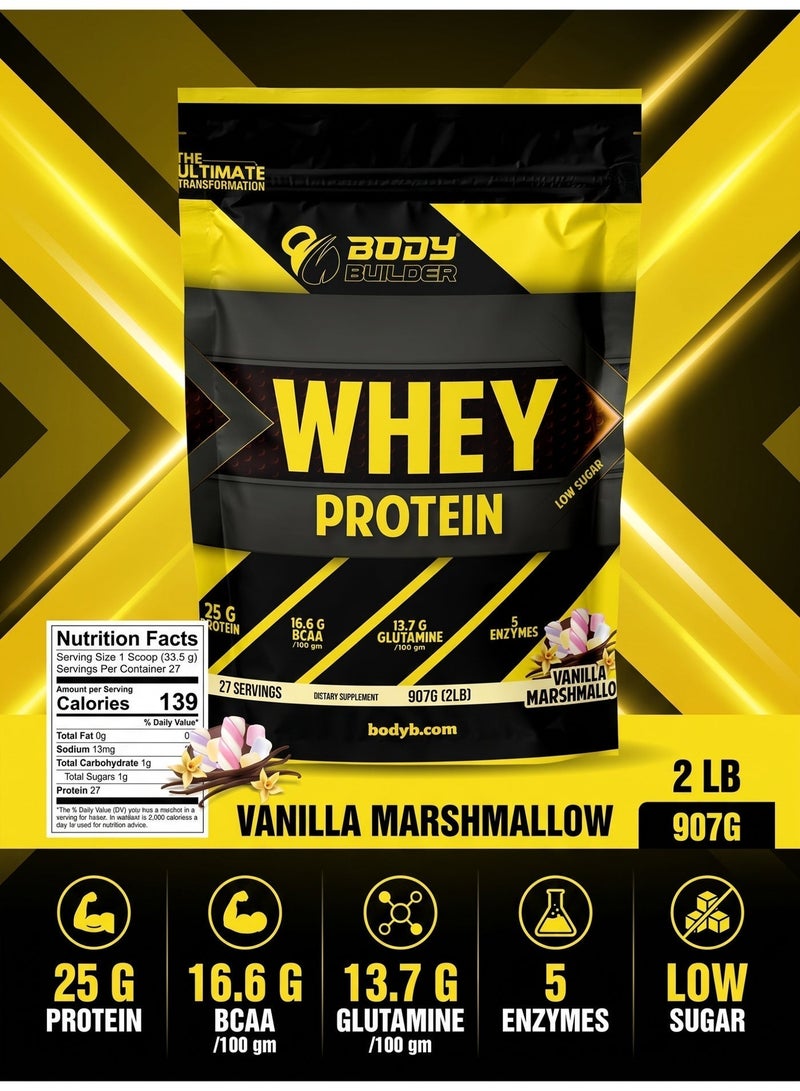 Body Builder 100% whey protein - Vanilla Marshmallow- 2lb, Elite Whey Protein Blend for Optimal Muscle Growth and Recovery, Rich in BCAAs, Glutamine and Digestive Enzymes, perfect post workout fuel - Image 4