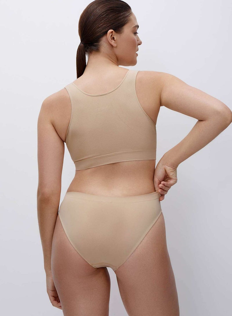 belle you Women's Push-Up Top Nude– Seamless V-Neck Microfiber Bra Top with Wide Straps for B/C/D Cup – Belle YOU Soft Bust Support Loungewear - Image 4