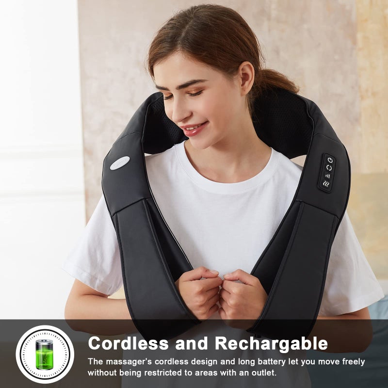 cotsoco Cordless Shiatsu Neck and Shoulder Massager with Heat,Portable Massagers for Neck and Back,3D Deep Tissue Kneading Back Massager for Muscle Pain Relief,Perfect Gifts for Men and Woman - Image 2