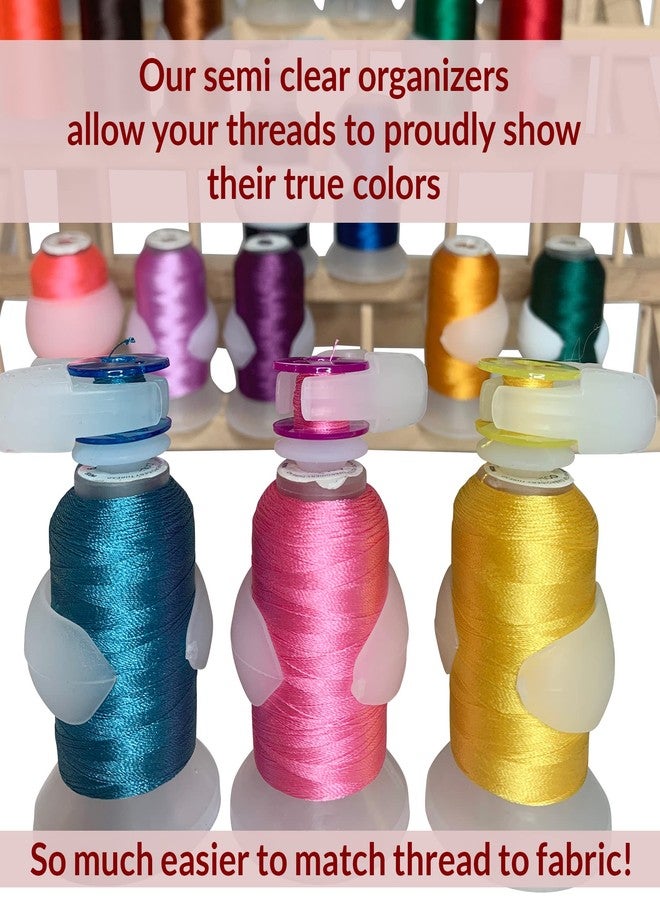 Madam Sew Semi Clear Thread Storage System, 48pc Set Includes 16 Thread Spool Huggers, 16 Bobbin Clips, 16 Bobbin Holders - Control Thread Ends and Keep Spools Tightly Wound for Sewing Storage - Image 5
