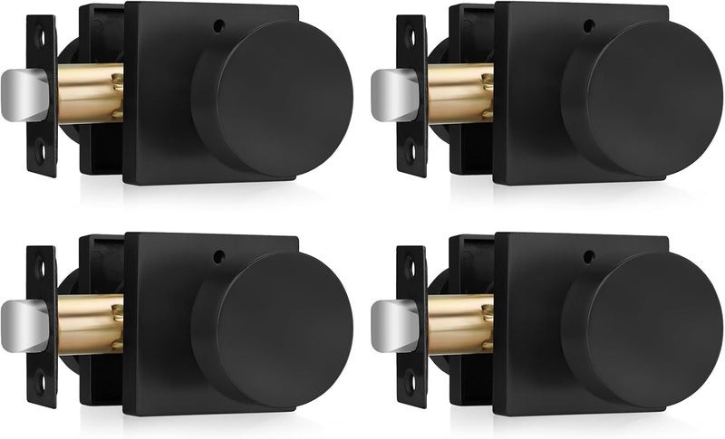 Haidms Matte Black Door Knobs Interior Privacy, Heavy Duty Square Black Interior Door Knobs for Bedroom, Zinc Alloy Privacy Door Knob Bathroom (4 Pack) - Image 1