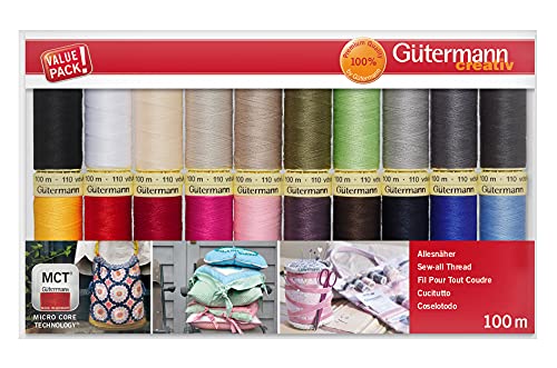 Gutermann مجموعة خيوط غوتيرمان: خياطة شاملة: 100م: عبوة من 20، متنوعة - Image 2