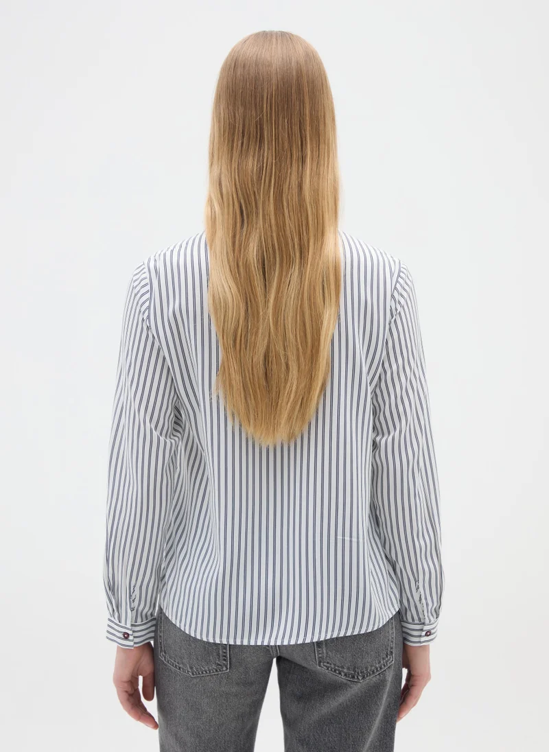 او في اس WHITE STRIPED VISCOSE SHIRT