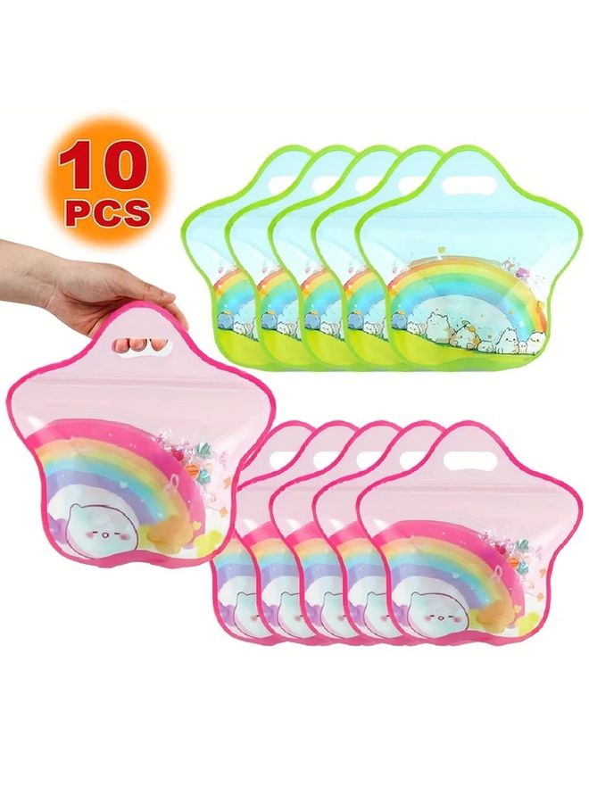 Pink Green Star Shape Party Favor Tote Bags 10pcs Birthday Gift Packaging - Image 2