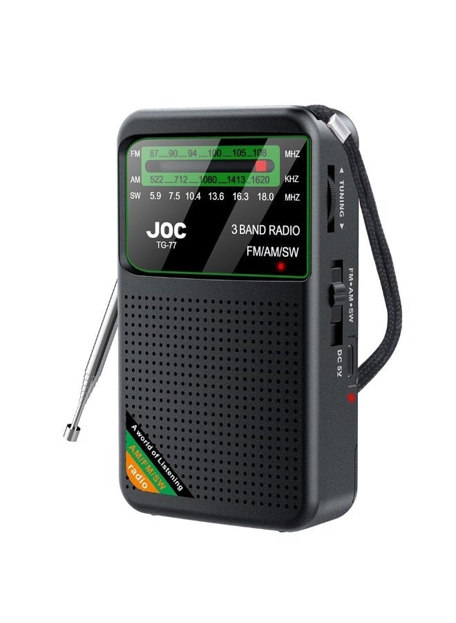 Joc Portable Radio FM AM SW, Battery Operated, Best Reception, Portable Speaker Radios Rechargeable With HD Display Screen, 3.5 MM Earphone Jack, Suitable For Indoor, Outdoor And Emergency Use - Image 1