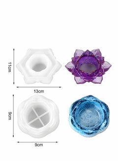 Excefore 2 Pcs Lotus Tealight Candles Holders Flower Epoxy Resin Casting Moulds Candlestick Epoxy Silicone Mould for Making Candle Holder Tea Light Holder Jewelry Box  - Image 3