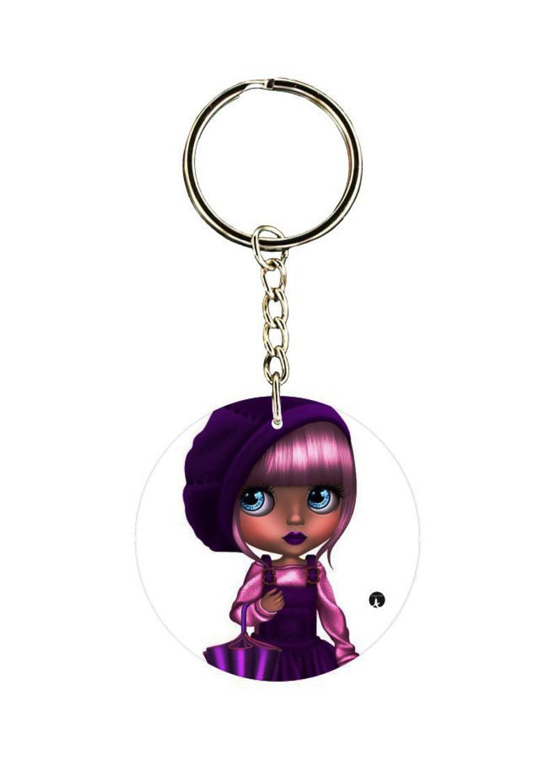 RKN Cartoon Girl Printed Double Sided Keychain
