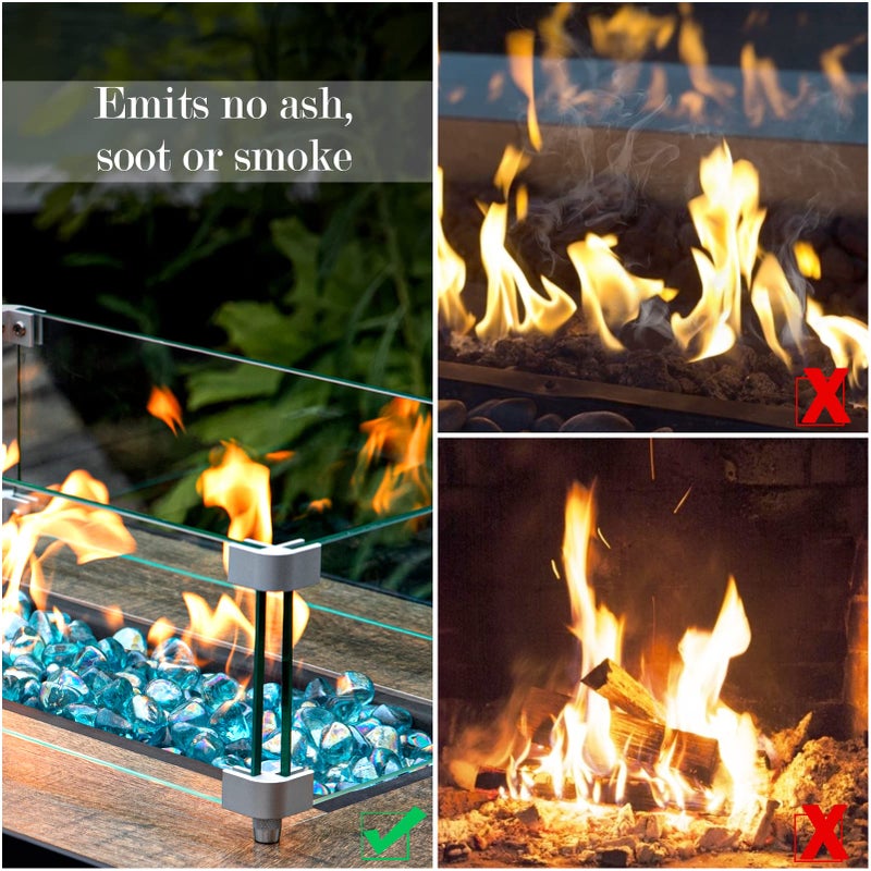 GASPRO GASPRO 20 Pound Fire Glass Diamonds 1 Inch, Fire Pit Glass Rocks for Gas Fireplace and Fire Pit, Caribbean Blue, High Luster  - Image 3