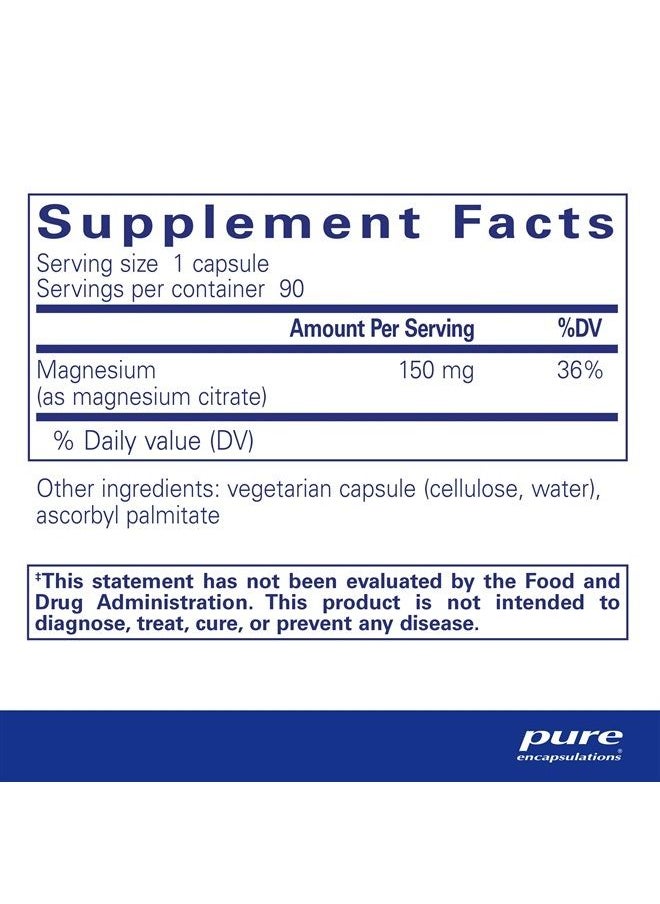 Pure Encapsulations Magnesium (Citrate) - Supplement for Sleep, Heart Health, Cognitive Health, Bone Health, Energy, Muscles, and Metabolism* - with Premium Magnesium - 90 Capsules  - Image 2