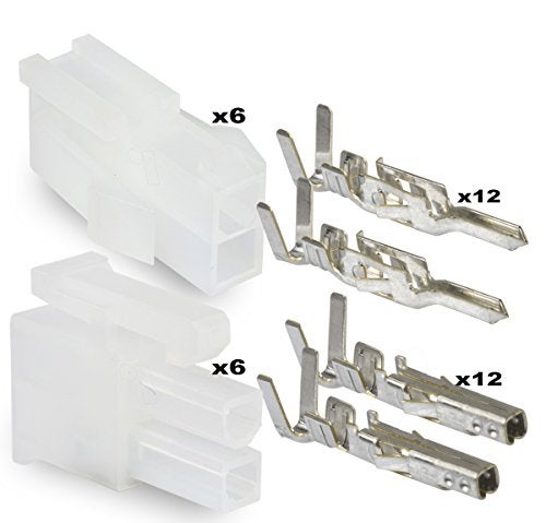 Molex 2 Pin Connector Lot, 6 Matched Sets, w/18-24 AWG w/Pins Mini-Fit Jr - Image 3