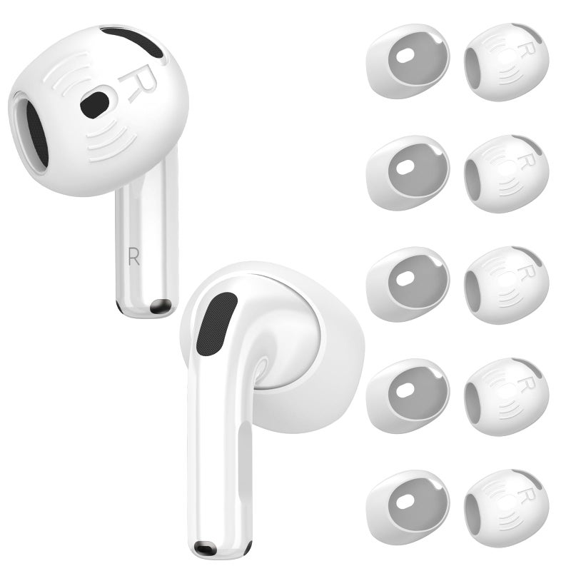 TUDIOW [5 Pairs] for AirPods 4 Ear Tips Covers Sport Anti Slip Anti Scratche Skin Soft Silicone Eartip AirPods 4 Gen Earbuds Accessories Compatible with Apple AirPods 4th Generation (White) - Image 1