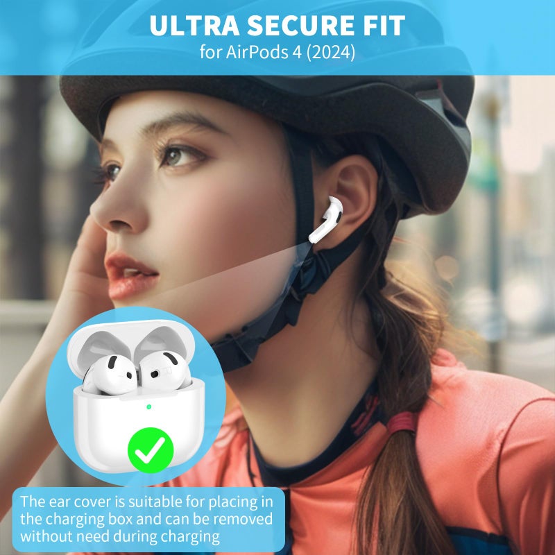 TUDIOW [5 Pairs] for AirPods 4 Ear Tips Covers Sport Anti Slip Anti Scratche Skin Soft Silicone Eartip AirPods 4 Gen Earbuds Accessories Compatible with Apple AirPods 4th Generation (White) - Image 2