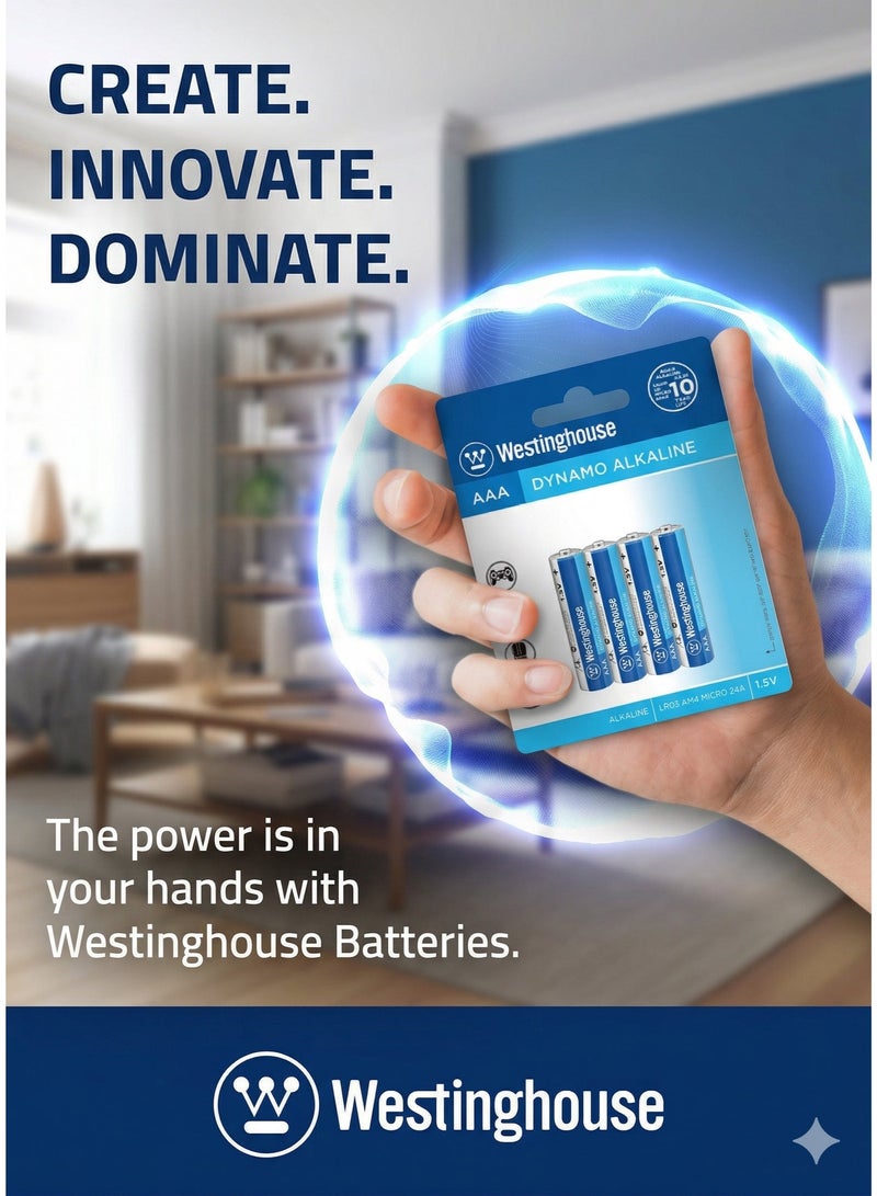 Westinghouse AAA Dynamo Alkaline Batteries 1.5V (Pack of 8) | Long-Lasting Leak-Proof Power for Remotes, Toys, Controllers & Cameras | 10-Year Shelf Life - Image 5