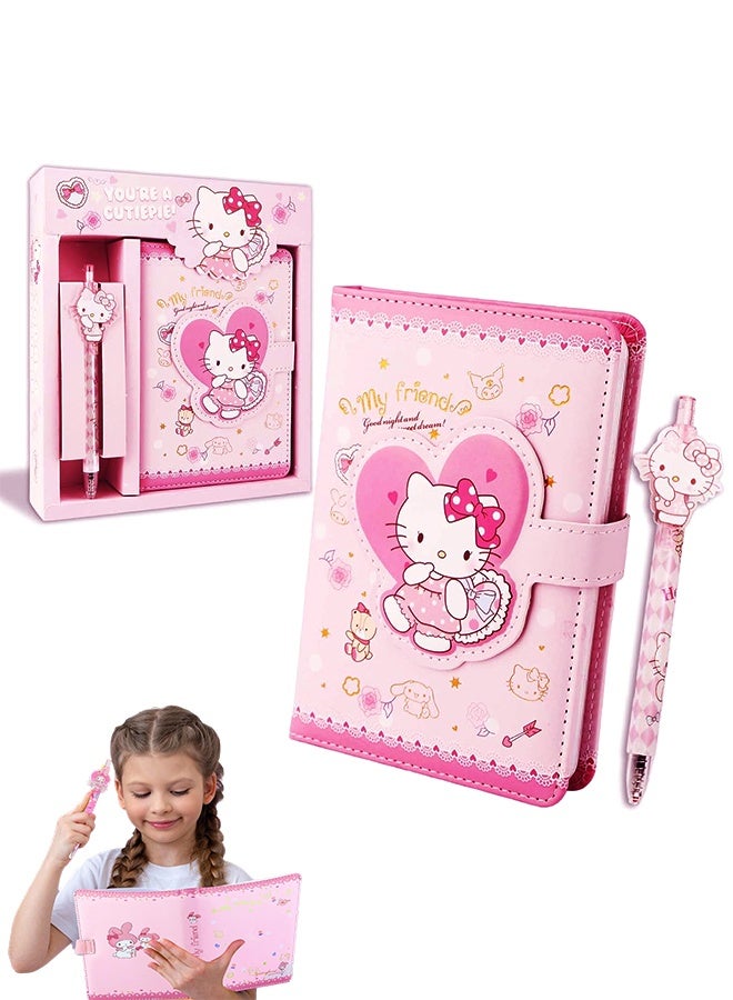 Hello Kitty Sanrio Diary with Lock and Key for Girls Teens Women Kuromi Notebook Journal Pen Gifts for Her (Pink) - Image 1