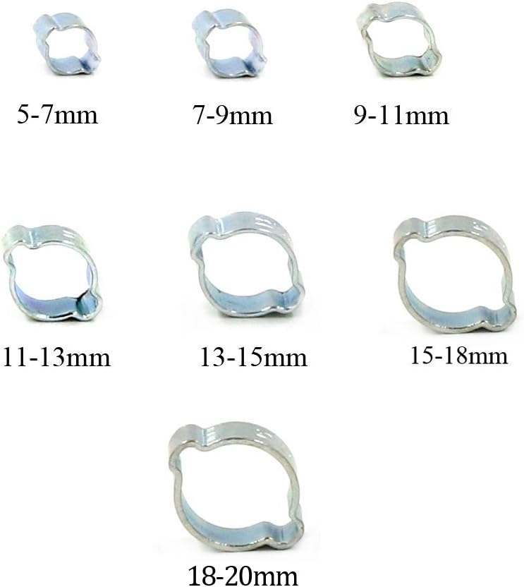 Glarks 70Pcs Zinc Plated Double Ear Hose Fuel Clamp with Standard Jaw Pincers Kit - Image 2