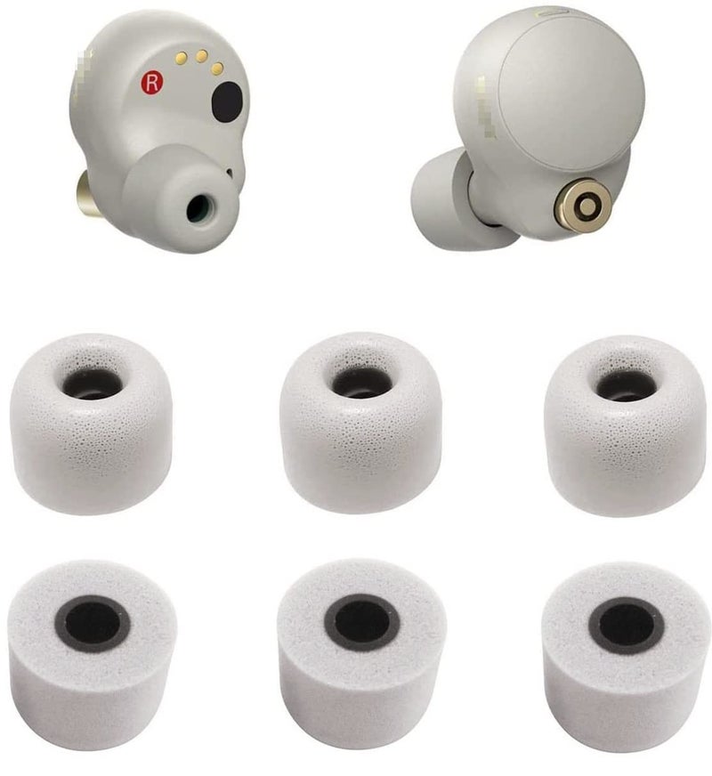 JNSA Replacement for WF 1000XM4 Silver 1000XM5 Memory Foam Ear Tips Noise Canceling Foam Eartips Ear Plug Ear Tip Foam Ear Caps M Size 3 Pairs, [Fit in Case], Silver,Medium Size (FoamXM4S3PM) - Image 1