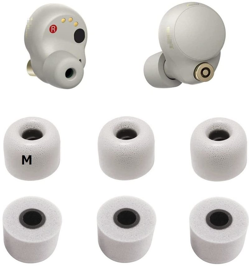 JNSA Replacement for WF 1000XM4 Silver 1000XM5 Memory Foam Ear Tips Noise Canceling Foam Eartips Ear Plug Ear Tip Foam Ear Caps M Size 3 Pairs, [Fit in Case], Silver,Medium Size (FoamXM4S3PM) - Image 3