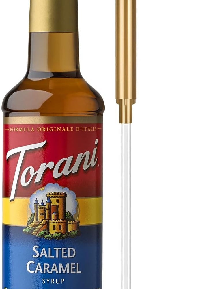 Torani Salted Caramel Syrup with Pump - 25.4 Fl Oz Bottle for Coffee and Drinks - Image 1
