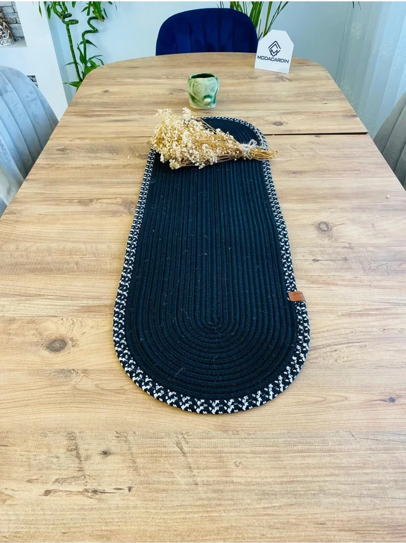 BDZ Deri BDZ Leather Jute Bohemian Style Decorative Runner 30x80 cm