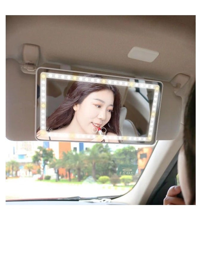 Generic Rechargeable LED Light Makeup Mirror Passenger Vanity Mirror, Car Makeup Mirror with Lights, Sun Visor  - Image 1