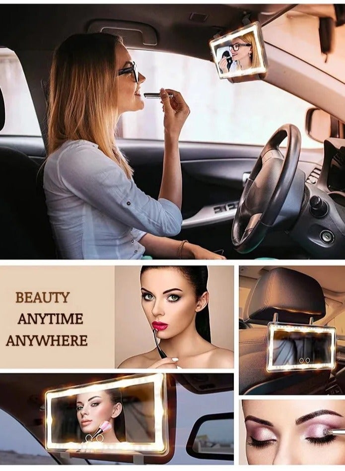 Generic Rechargeable LED Light Makeup Mirror Passenger Vanity Mirror, Car Makeup Mirror with Lights, Sun Visor  - Image 4