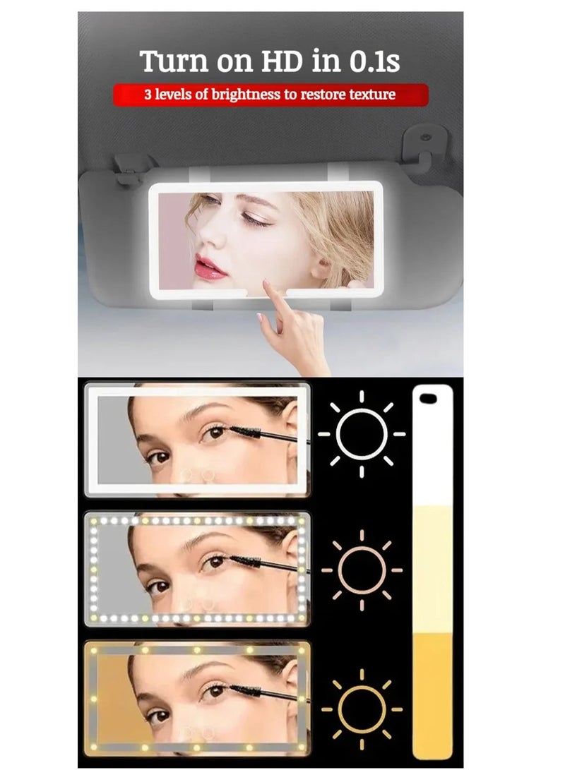 Generic Rechargeable LED Light Makeup Mirror Passenger Vanity Mirror, Car Makeup Mirror with Lights, Sun Visor  - Image 5