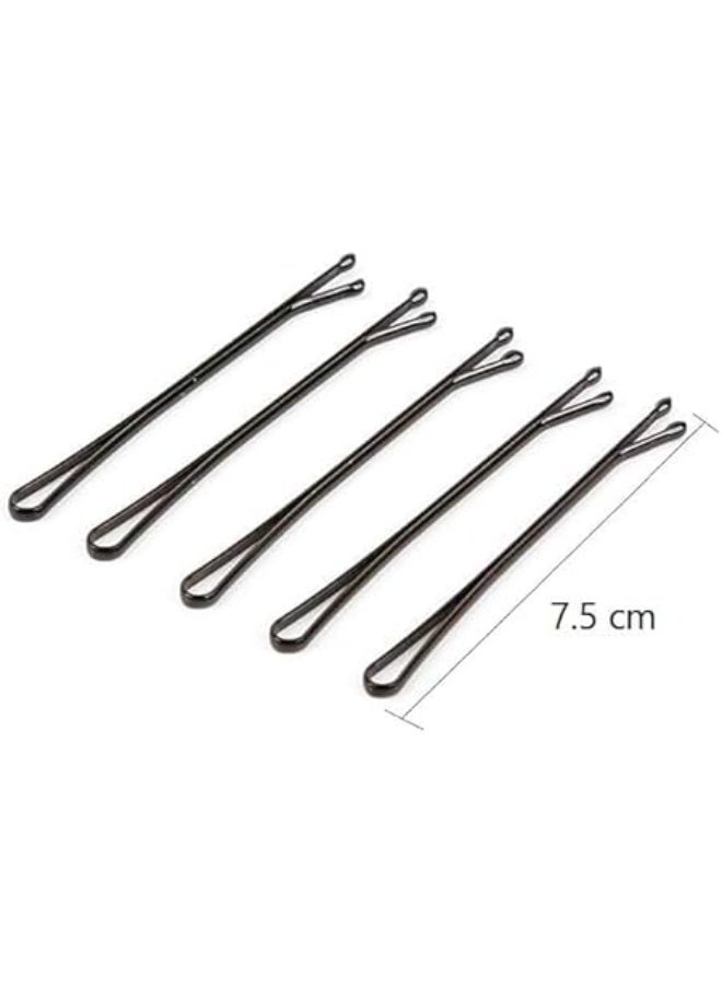 دبابيس شعر، دبابيس شعر مع وعاء بلاستيكي، دبابيس شعر كبيرة الحجم باللون الأسود، مناسبة لجميع تسريحات الشعر، قبضة قوية ودبابيس خالية من الألم للفتيات والنساء، عبوة من 100 دبوس (كبير) - Image 2